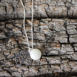 Kette Baum des Lebens mit Muttermilchperle  925 Sterlingsilber