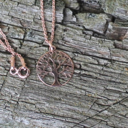 Kette Baum des Lebens mit Muttermilchperle  925 Silber, rosévergoldet