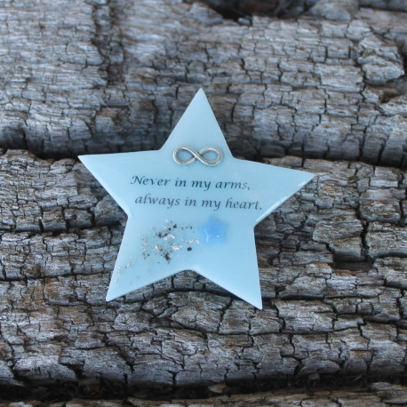 Stern für die Gedenkecke mit Sternschnuppe & Kindsdaten